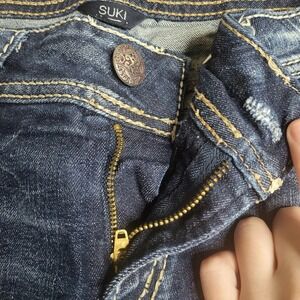 Silver Jeans Suki Mid Capri Womens 29 Blue Super Stretch Embroidered Denim Jeans